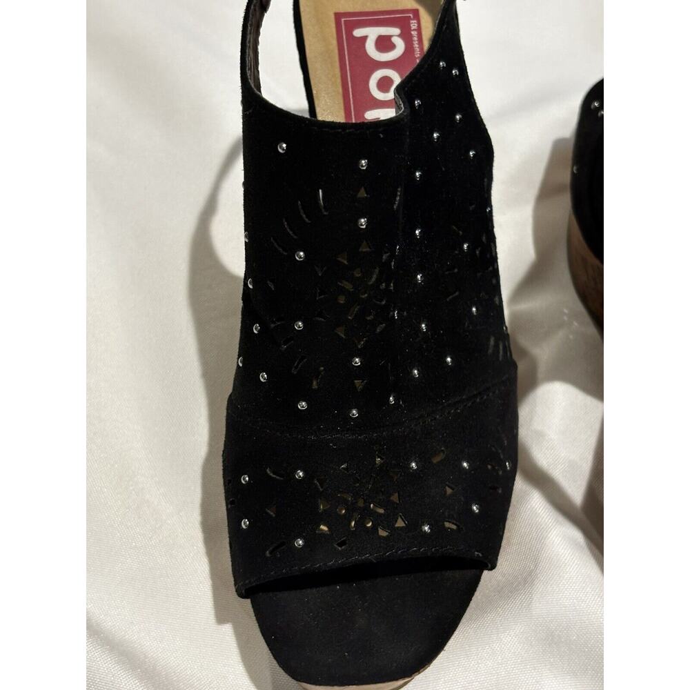 Pop Comfort Fit Odette Black Studs Wedge Cork Sandals Shoes Womens Sz 8.5 boho - Picture 4 of 9